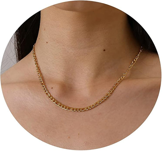 Dainty Chain Necklace for Women, 18K Gold Plated Coin Disc Choker Necklaces Simple Satellite Beaded Twisted Thin Paper Clip Chain Everyday Jewelry Gifts
