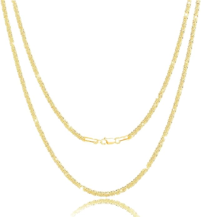 925 Sterling Silver Singapore Chain Lobster Clasp Paperclip Necklace for Women Sparkling Chain 2mm2.5mm3mm4mm5mm Gifts for Her