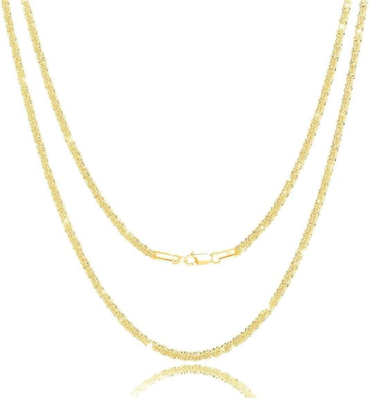 925 Sterling Silver Singapore Chain Lobster Clasp Paperclip Necklace for Women Sparkling Chain 2mm2.5mm3mm4mm5mm Gifts for Her