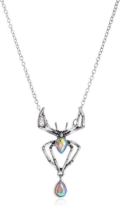MIFYNN Vintage Gothic Spider Necklace Halloween Crystal Spider Pendant Necklace Punk Style Reptile Animal Jewelry for Woman