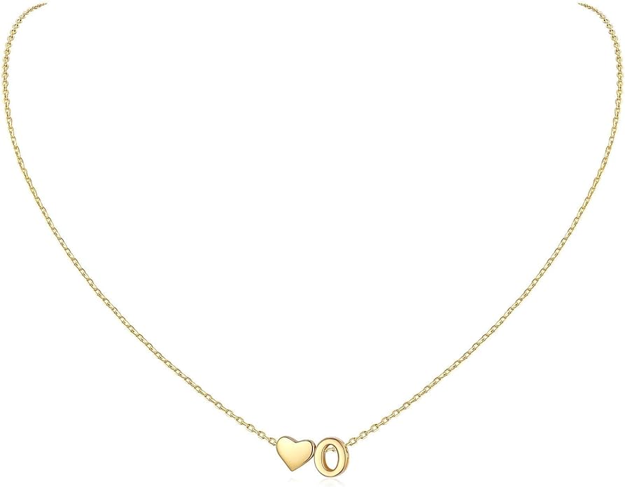 ChicSilver 925 Sterling Silver Heart Initial Necklaces for Women -Dainty Personalized Heart Pendant Letter Alphabet Necklace for Women