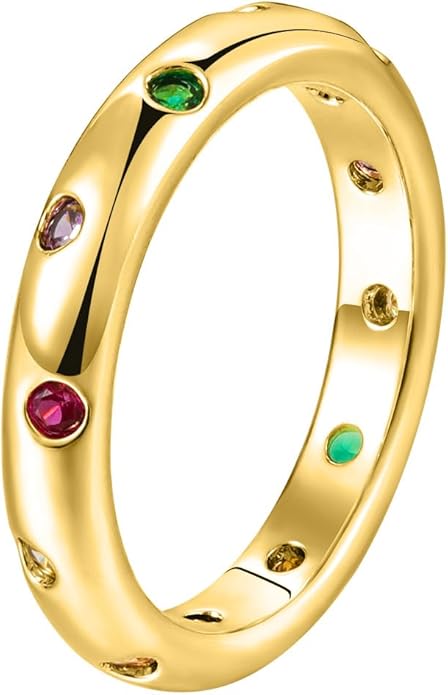 Episkeyk Gold Rings for Women Non Tarnish Stackable Rings 14k Gold Plated Pinky Ring for Women Cubic Zirconia Gift