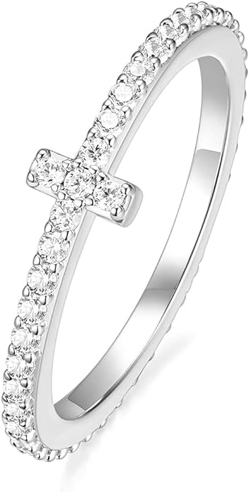 EAMTI 2mm Wedding Band Cubic Zirconia Half Eternity Stackable Brass Engagement Ring Size 3-13