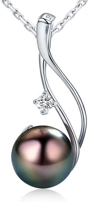 Tahitian Black Pearl Necklaces for Women - Anniversary, Birthday, Valentines Day Gifts for Wife, Girlfriend, Mom - Chaulri 925 Sterling Silver Genuine Real Pearl Jewelry - Regalo de Aniversario para Esposa - Collar de Perlas para Mujer