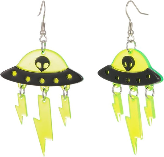 Madison Tyler 80s 90s Earrings for Women | Fun UFO Alien Earrings Space Earrings for Women