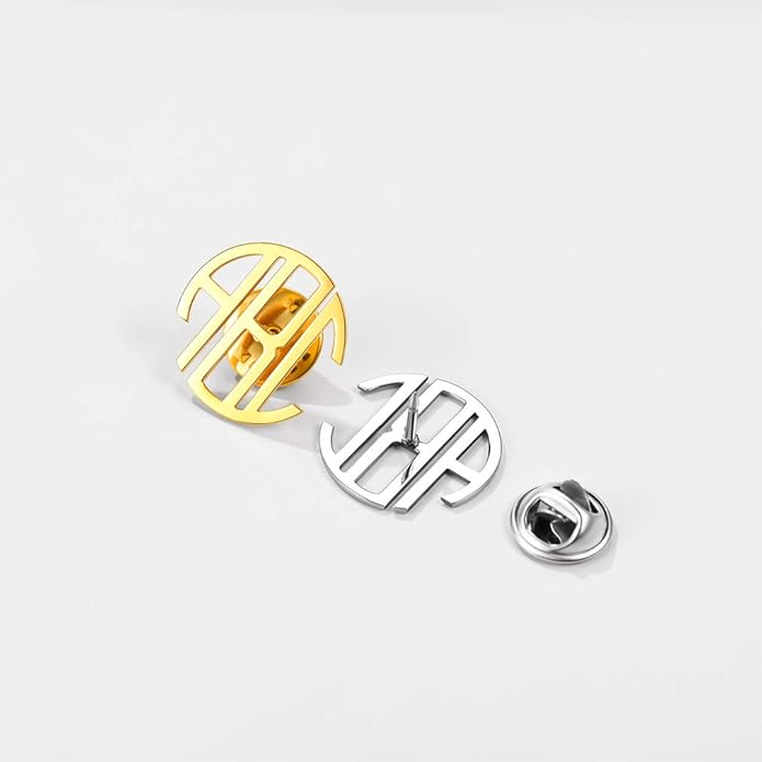 Custom4U Custom Name Pin Personalized Brooch Pins for Women Men Stainless Steel Name Tag with Letters/Initials - Silver/Gold/RoseGold/Black Customized Jewelry Gifts for Birthday Wedding Business Party