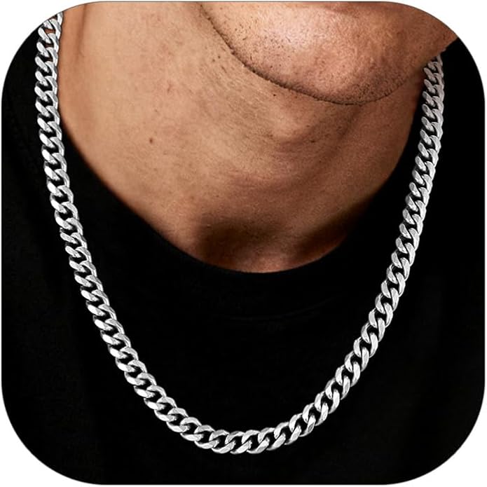 PROSTEEL Miami Cuban Link Chain for Men, 18K Gold/Black/Stainless Steel Necklace,6mm/9mm/12mm Width, Upgrade Clasp & Durable Chain for Mens Womens Jewelry,18"-30",with Gift Box