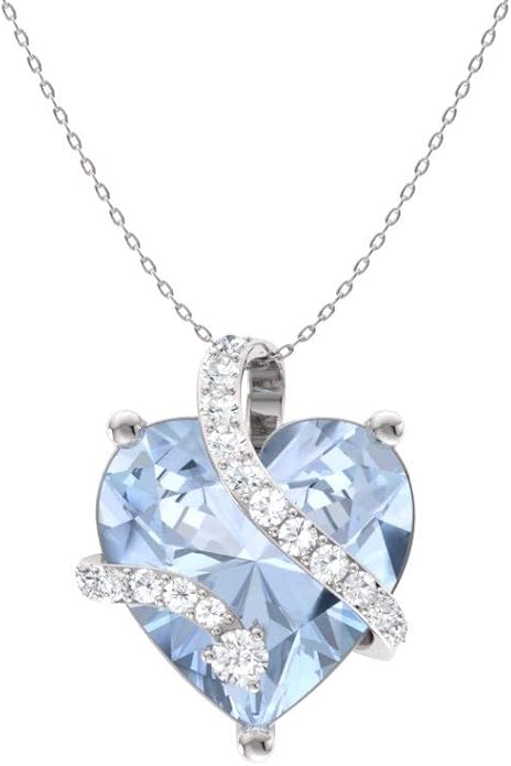 Diamondere Natural and Certified Heart Cut Gemstone and Diamond Wrap Heart Petite Necklace in 14k Solid Gold | 1.68 Carat Pendant with 18 Inch Chain Valentine's Day gift for her