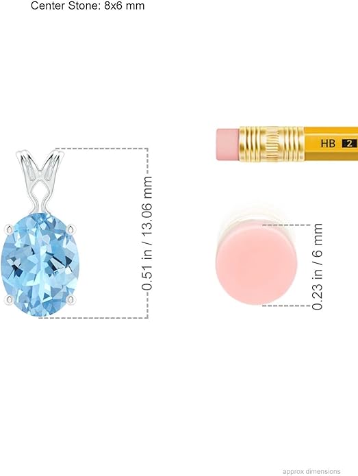 Angara Natural Aquamarine Solitaire Pendant for Women | Vintage in 14K Solid Gold/Platinum With 18" Chain | March Birthday, Anniversary, Gemstone Jewelry Gift