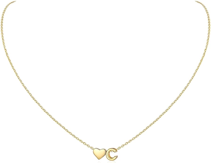 ChicSilver 925 Sterling Silver Heart Initial Necklaces for Women -Dainty Personalized Heart Pendant Letter Alphabet Necklace for Women