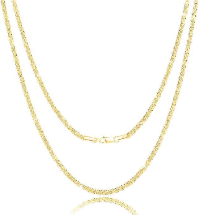 925 Sterling Silver Singapore Chain Lobster Clasp Paperclip Necklace for Women Sparkling Chain 2mm2.5mm3mm4mm5mm Gifts for Her
