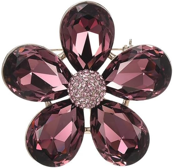 Flower Brooch Pin - Rhinestone Flower Pin 18k Gold Plated - Thanksgiving Day, Birthday, Wedding Gifts for Mom, Wife