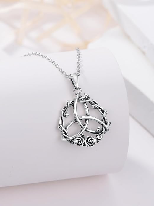 Seiyang 925 Sterling Silver Mustard Seed/Cross/Star of David/Triquetra Trinity Knot/Celtic/Claddagh Necklace Christian/Irish Jewelry Gifts for Women Mom Her