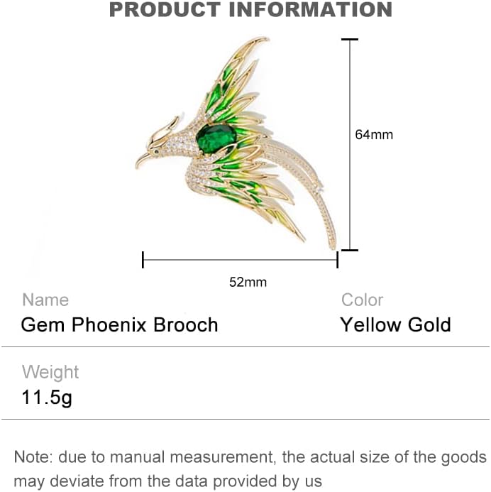 Exquisite 14K Gold Phoenix Brooch for Women, Inlaid with Moissanite and Premium Gemstones, Ideal Luxury Gift for Holidays and Special Occasions