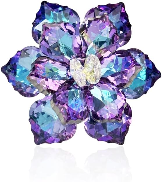 Large Crystal Flower Brooch Pin for Women Red purple pink green Rhinestone Flower Lapel Pin Wedding Party Birthday Dance Banquet Dress Suit Ceremony Clothes Hat Bag Accessories Jewelry