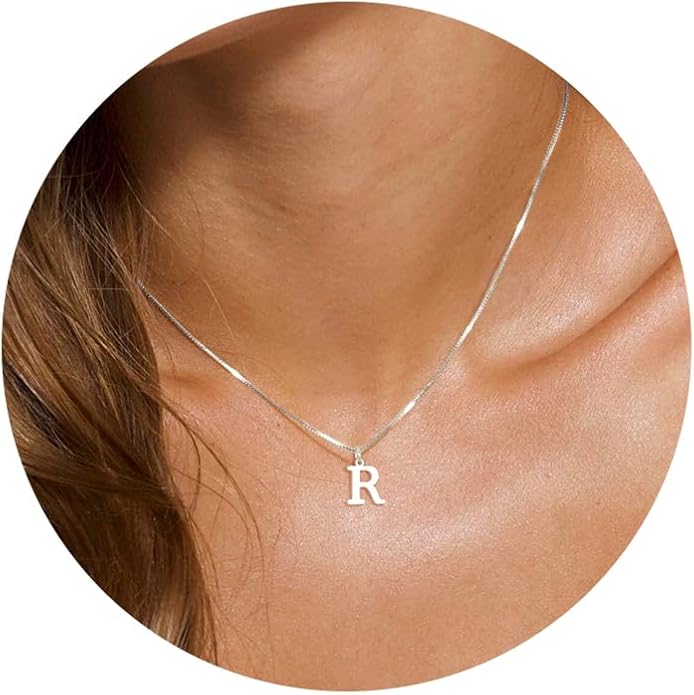 Foxgirl Gold Initial Necklaces for Women, Dainty Gold Letter Necklace Tiny A-Z Pendant Choker Necklace Trendy Cute Personalized Monogram Name Necklace Gold Jewelry Necklace for Women Gift