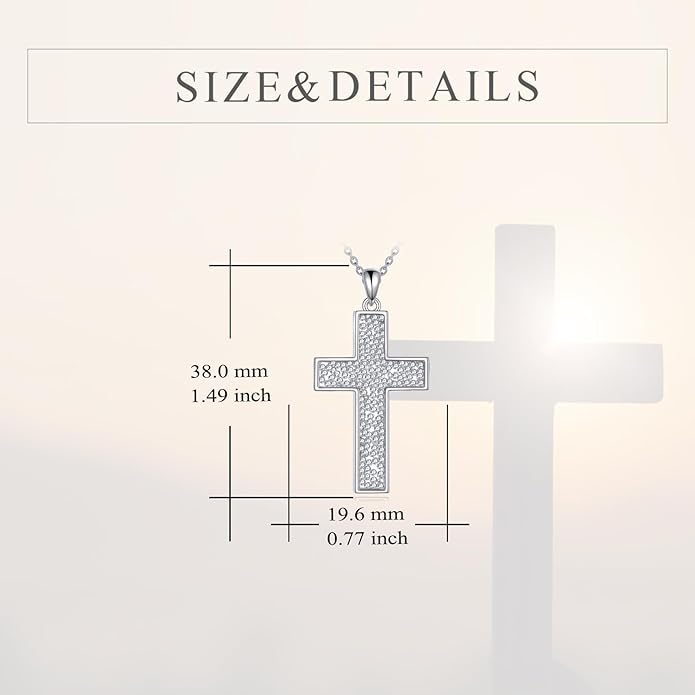YFN Cross Necklace Sterling Silver Religious Cross Pendant Jewelry Christian Gifts for Women Men