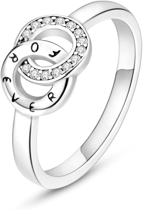 NARMO 925 Sterling Silver Rings for Women Evil Eyes Rings Entwined Line Cubic Zirconia Rings Simple Stackable Finger Rings Engagement Ring Personality Rings Size 6-9
