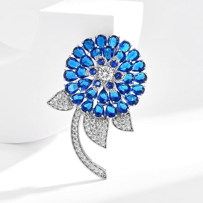 Flower Brooch Pin - Rhinestone Flower Pin 18k Gold Plated - Thanksgiving Day, Birthday, Wedding Gifts for Mom, Wife