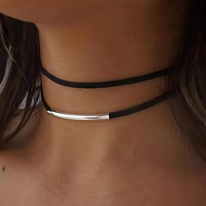 Sora Tuki Black Choker Necklace for Women 1cm-3cm Wide Velvet Leather Lace Chocker Tattoo Collar 90s Goth Jewelry