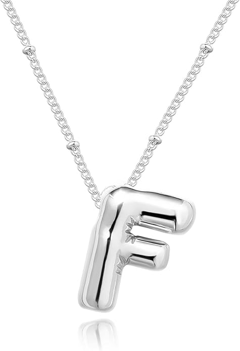 Initial Necklaces for Women, 14k Gold Plated Bubble Letter Necklace Chunky Gold Necklace Dainty Charm Initial Necklaces for Women Trendy Custom Preppy Stocking Stuff Necklace Christmas Gifts