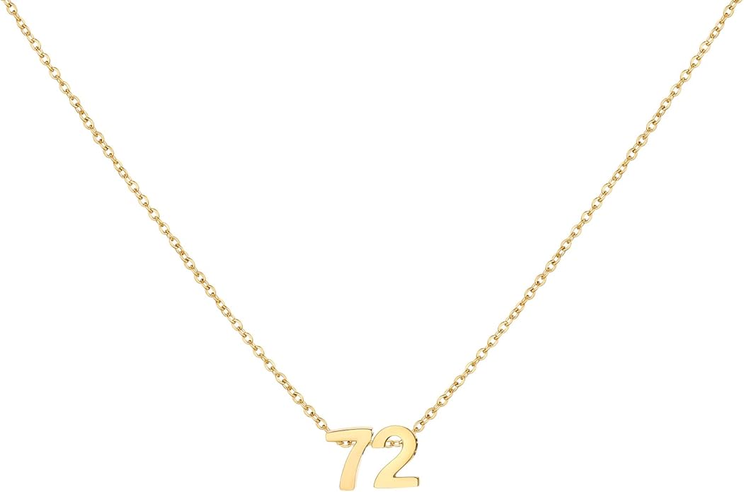 Number Necklace for Women Dainty 18K Gold Plated Pendant Necklace Charm Birth Month Personalized Jewelry Birthday Gift