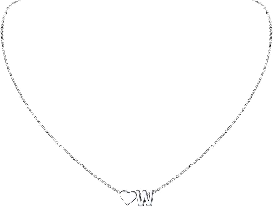ChicSilver 925 Sterling Silver Heart Initial Necklaces for Women -Dainty Personalized Heart Pendant Letter Alphabet Necklace for Women