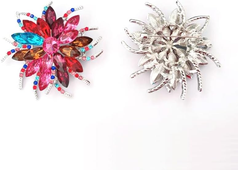 Rhinestone Large Flower Brooches Pins for Women Fashion Sparkly Crystal Sunflower Statement Brooch Unique Wedding Party Suit Dress Jewelry Accessories