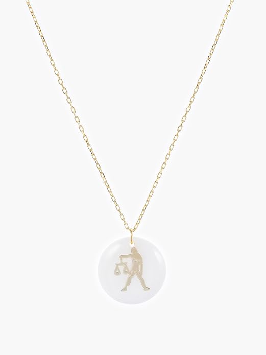 Zodiac Sign Necklace – Mother of Pearl Pendant – Available in Two Finish 925 Sterling Silver and 14K Gold Plated – Adjustable Chain – Horoscope Jewelry Gift with Zodiac Card & Gift Box