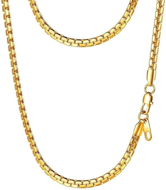 PROSTEEL Stylish Stainless Steel Round Link Chain Necklace for Men, 2mm/4mm/6mm/8mm. Silver/Gold/Black Tone, Hypoallergenic Jewelry, 14"-30", Come with Box