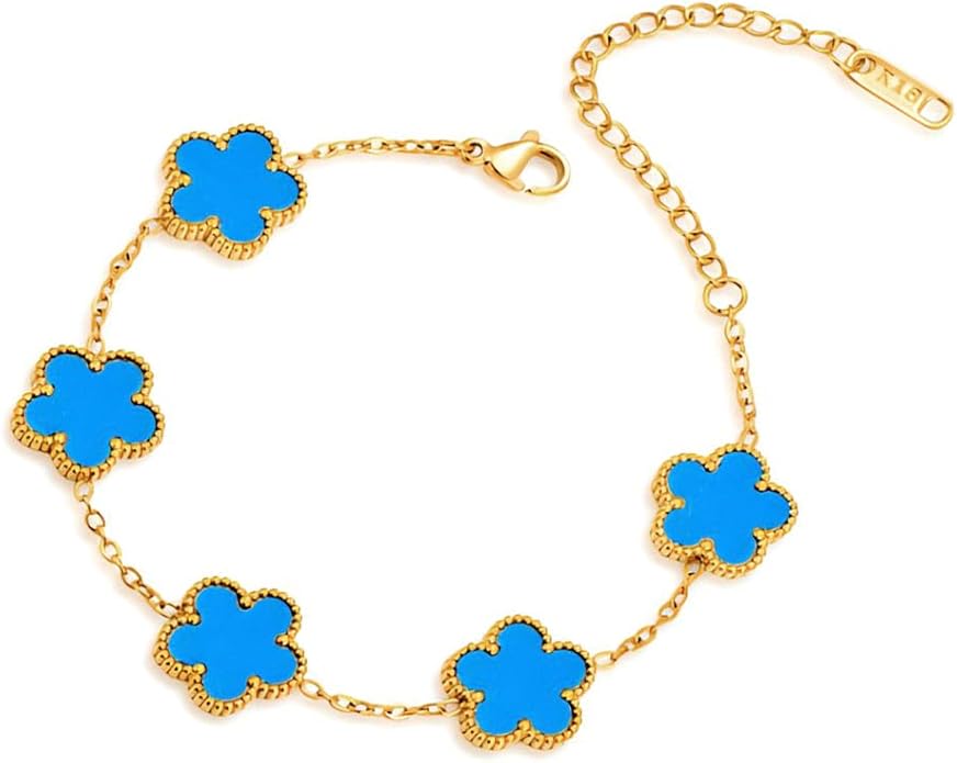 18K Gold-Plated Four Leaf Clover Bracelet for Women,Adjustable lucky Bracelet Set Jewelry Gift-Hypoallergenic Charm for Birthdays, Wellness & Daily Wear