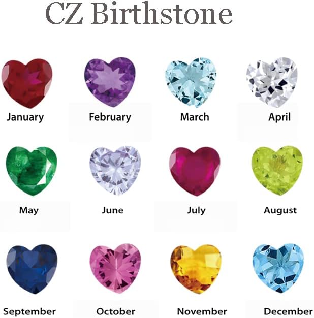 10K 14K 18K Solid Gold Personalized Name Birthstone Necklace for Couple, Real Gold Customized 2 Birthstone Heart Necklace Custom Any Name Valentine's Day Gifts for Her