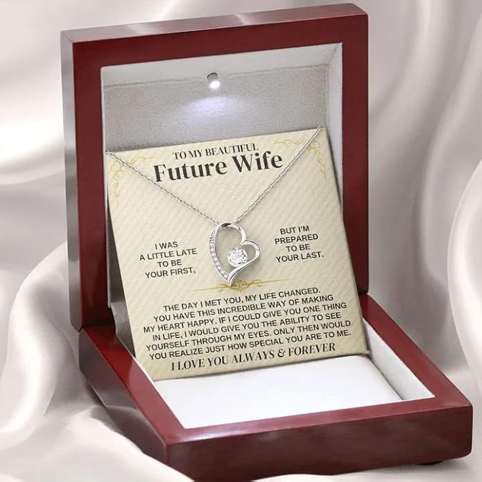 To My Future Wife Necklace - Promise Necklace For Her, Fiance Gifts For Her, Birthday Gifts For Future Wife With Message Card, To My Soulmate Necklace For Women Women Romantic Jewelry With Message Card, Gift Box