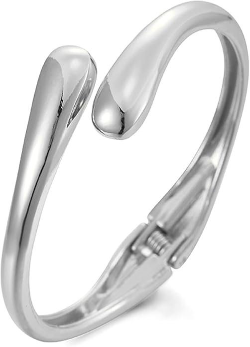 jokcde Chunky Gold/Silver Gold Cuff Bangle Bracelets for Women Trendy Hinged Cuff Open Wide Chunky Gold Bracelet Minimalist Bangle Jewelry Gift