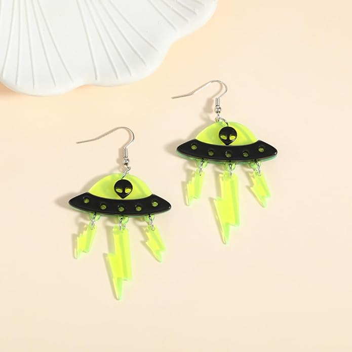 Madison Tyler 80s 90s Earrings for Women | Fun UFO Alien Earrings Space Earrings for Women