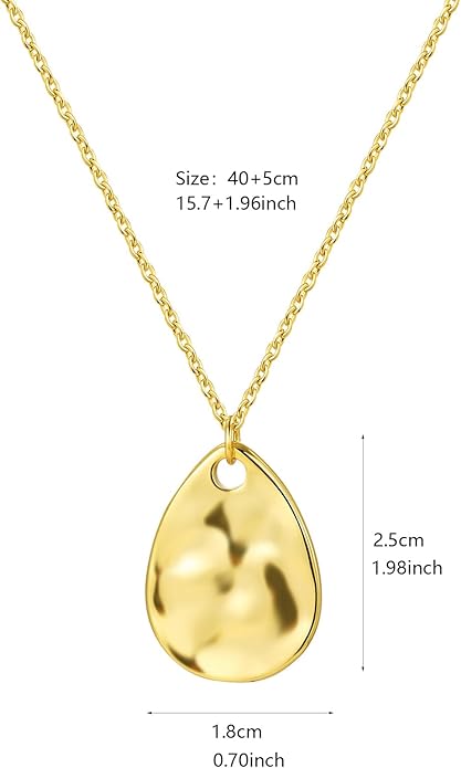 Gold Pendant Necklaces for Women, Gold Plated Pendant Necklace, Fashionable Hammered Pendant Necklaces Simple Multiple Shapes Necklace for Women Unique Gift