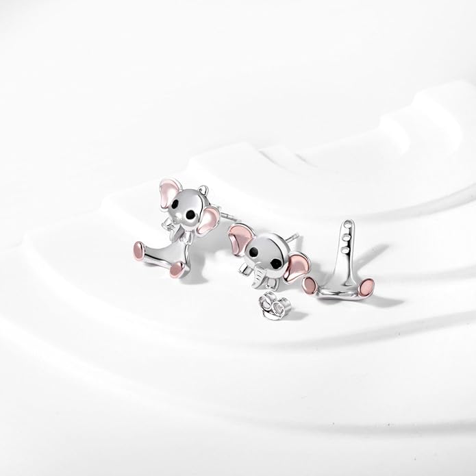 Animal Jacket Earrings for Womens 925 Sterling Silver Axolotl Pug Cat Goat Earrings Cute 3D Earrings Jacket Hypoallergenic