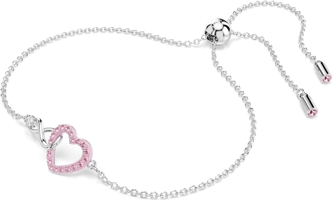 Swarovski Hyperbola Bracelet, Heart And Infinity, Pink, Rhodium Finished