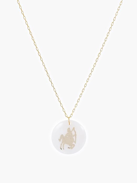 Zodiac Sign Necklace – Mother of Pearl Pendant – Available in Two Finish 925 Sterling Silver and 14K Gold Plated – Adjustable Chain – Horoscope Jewelry Gift with Zodiac Card & Gift Box