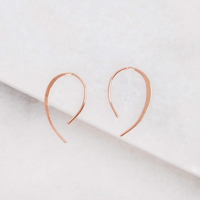 Upside Down Hoop Earrings - Hypoallergenic Lightweight Wire Needle Drop Dangle Threader Hoops for Women, Safe for Sensitive Ears - Plated in 925 Sterling Silver or 18k Gold