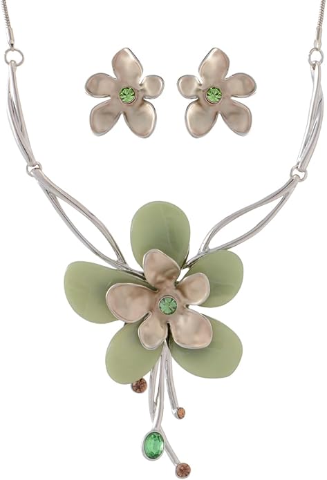 Chunky Statement Jewelry Set Vintage Retro Leaf Flower Floral Geometric Bohemian Boho Bib Necklace Earring Set Fashion Costume Jewelry for Women Girls Wedding Party Prom Unique Gift