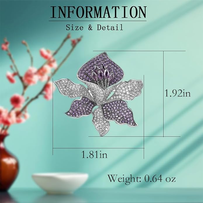 Flower Brooch Pin - Rhinestone Flower Pin 18k Gold Plated - Thanksgiving Day, Birthday, Wedding Gifts for Mom, Wife