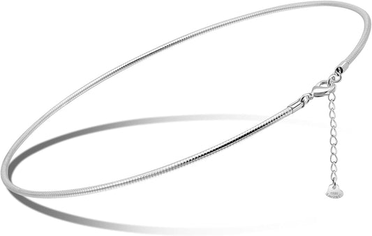 Women 925 Sterling Silver 2MM Solid Dome Collar Necklace Simple Fashion Golden 16 "18" 20 "+1.9 "Adjustable Length Choker Fine Jewelry Gifts