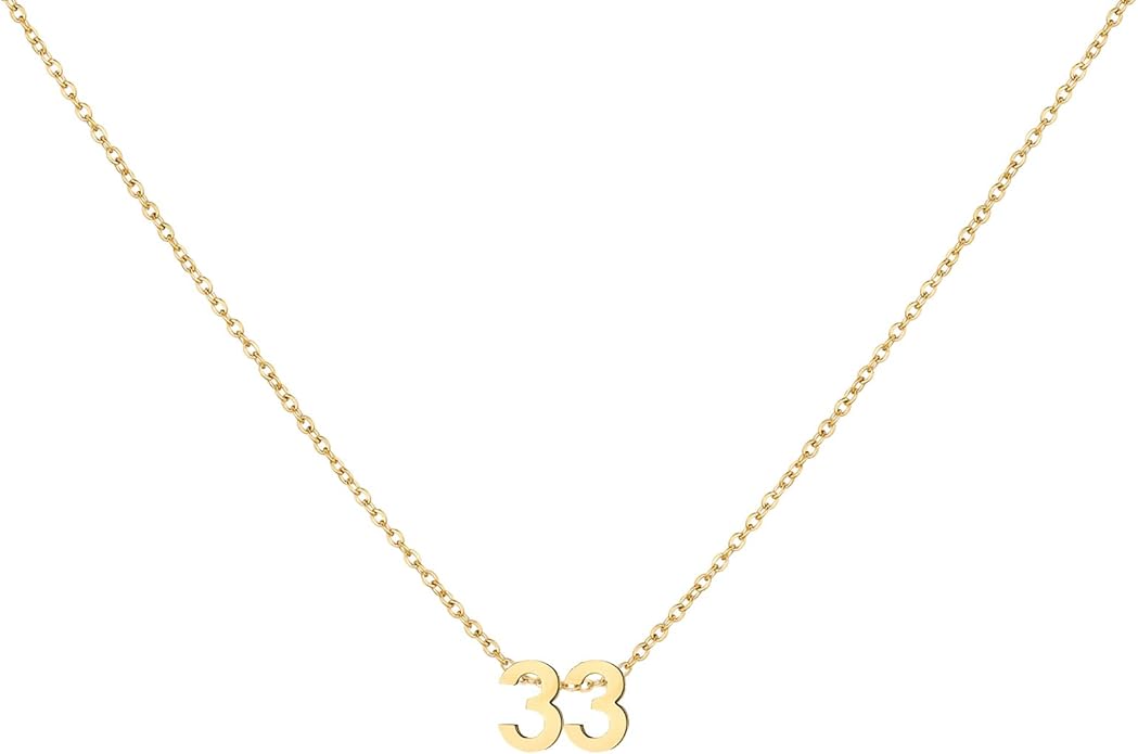 Number Necklace for Women Dainty 18K Gold Plated Pendant Necklace Charm Birth Month Personalized Jewelry Birthday Gift