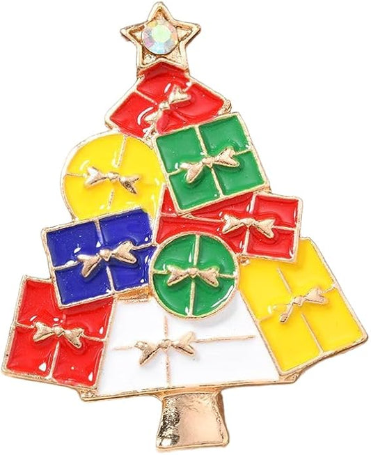 ONLYJUMP Christmas Bell Brooch Pins for Women Girls Lovely Crystal Christmass Tree Snowflake Bell Reindeer Snowman Brooches Colorful Xmas Enamel Pins Holiday Party Gift
