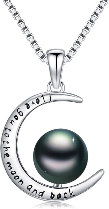 KANNSOAR Tahitian Black Pearl Pendant Necklace AAAA 18K White Gold Plated 925 Sterling Silver Black Pearl Jewelry Gift for Women Mother Wife Her for Anniversary Christmas Birthday