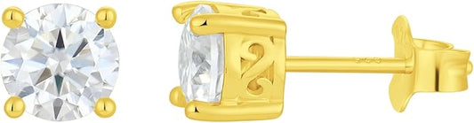Moissanite Stud Earrings for Women Men 925 Sterling Silver,Hypoallergenic 18K White Gold Plated D Color VVS1 Jewelry