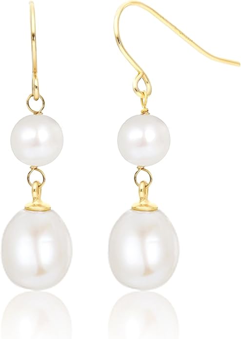 Long Pearl Earrings for Women 18K Gold Plated Hypoallergenic Lightweight Pearl Dangle Drop Earrings for Wedding Elegant Jewelry for Bridal Christmas Gift