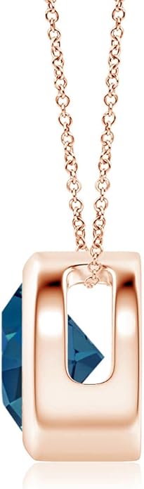 Angara Natural London Blue Topaz Solitaire Pendant for Women | Round Blue Topaz Pendant Necklace in 14K Solid Gold/Silver/Platinum With 18" Chain | December Birthday, Gemstone Jewelry Gift