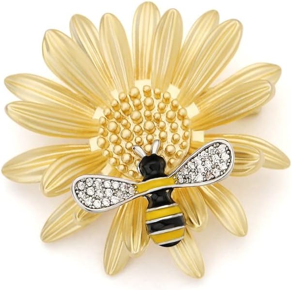 Fashion Flower Brooches for Women Rhinestone Flower Brooches Pins 18k Gold Plated Lapel Pins Jewelry for Girlfriend Wife